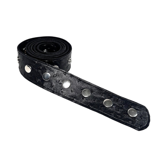Black Ostrich Leather Snap Belt