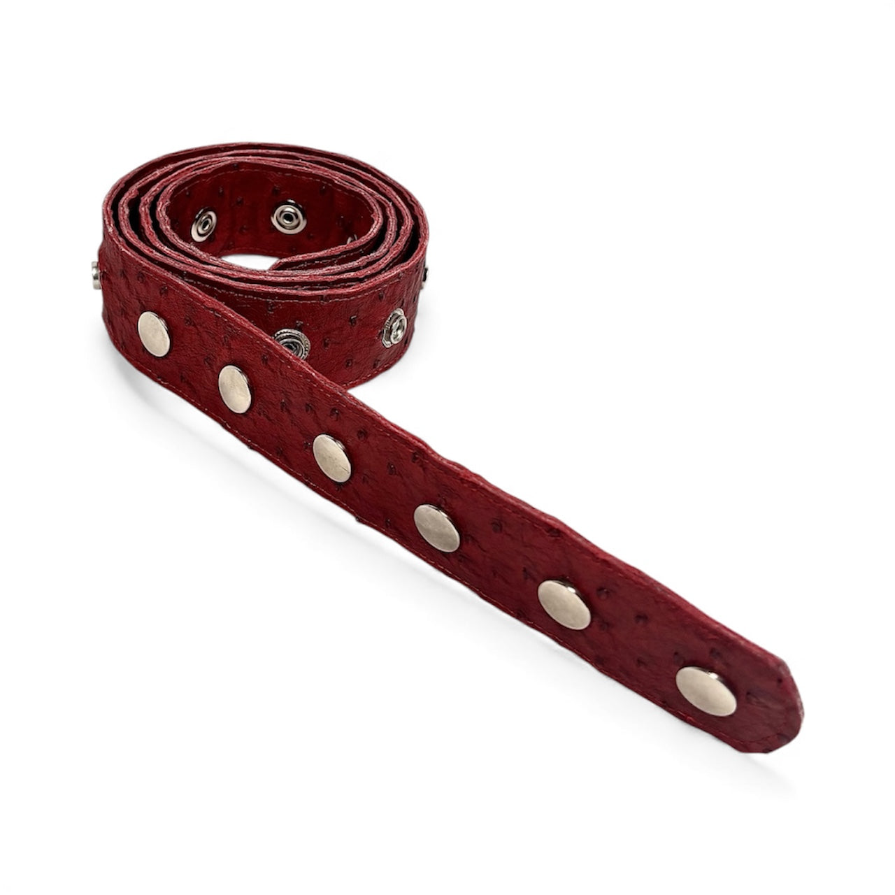 Red Ostrich Leather Snap Belt